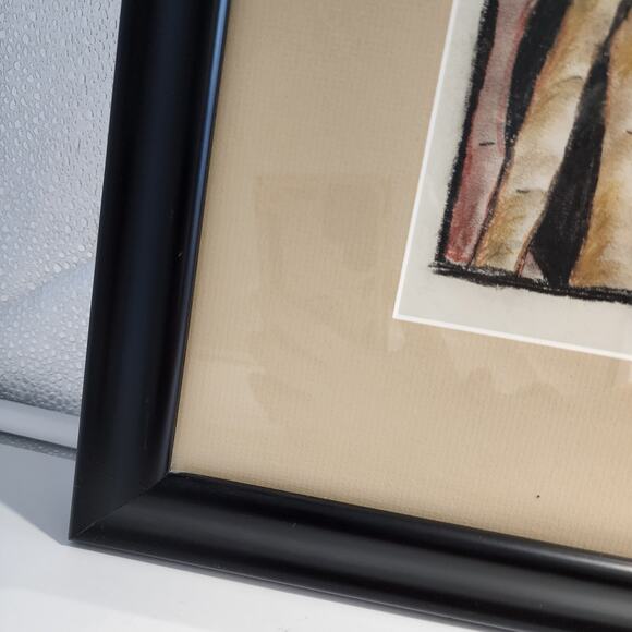 Abstract Tree Trunk Woods Drawing Etched Art MCM Signed Dated Matted Framed - Picture 8 of 11